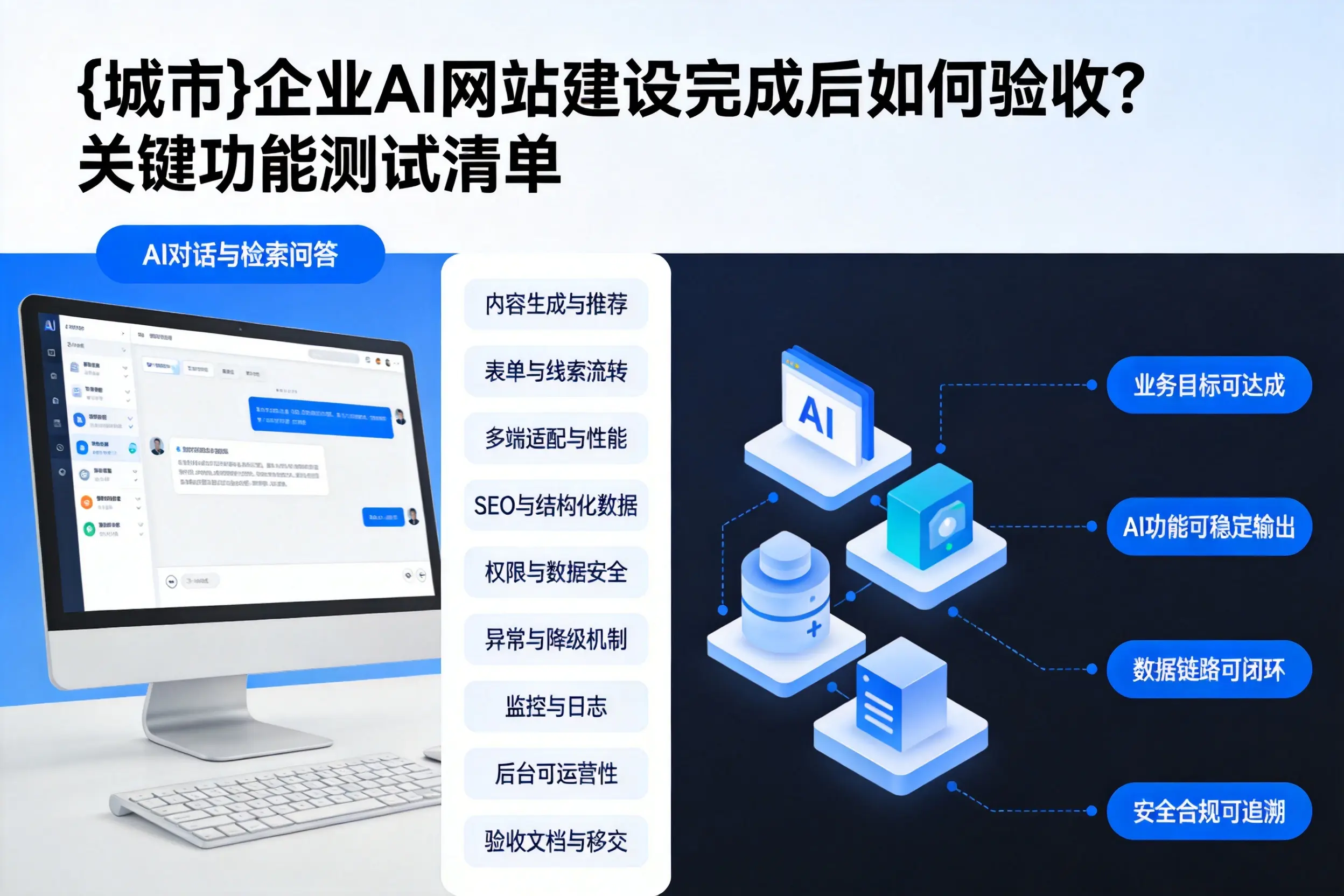 双河企业AI网站建设完成后如何验收？关键功能测试清单
