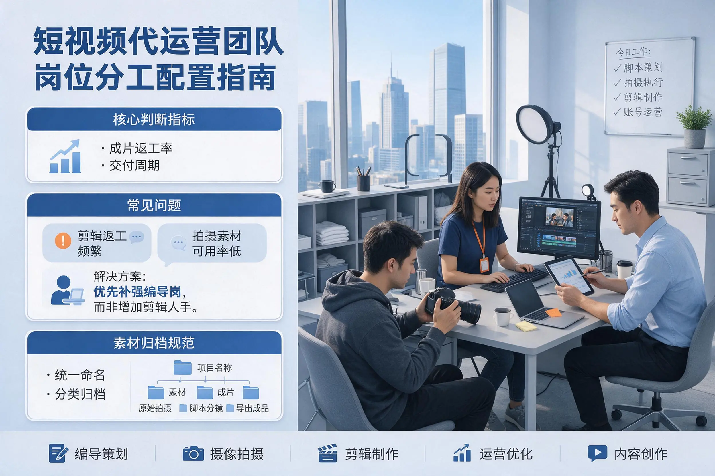 短视频代运营团队如何配置？双河企业岗位分工科普说明