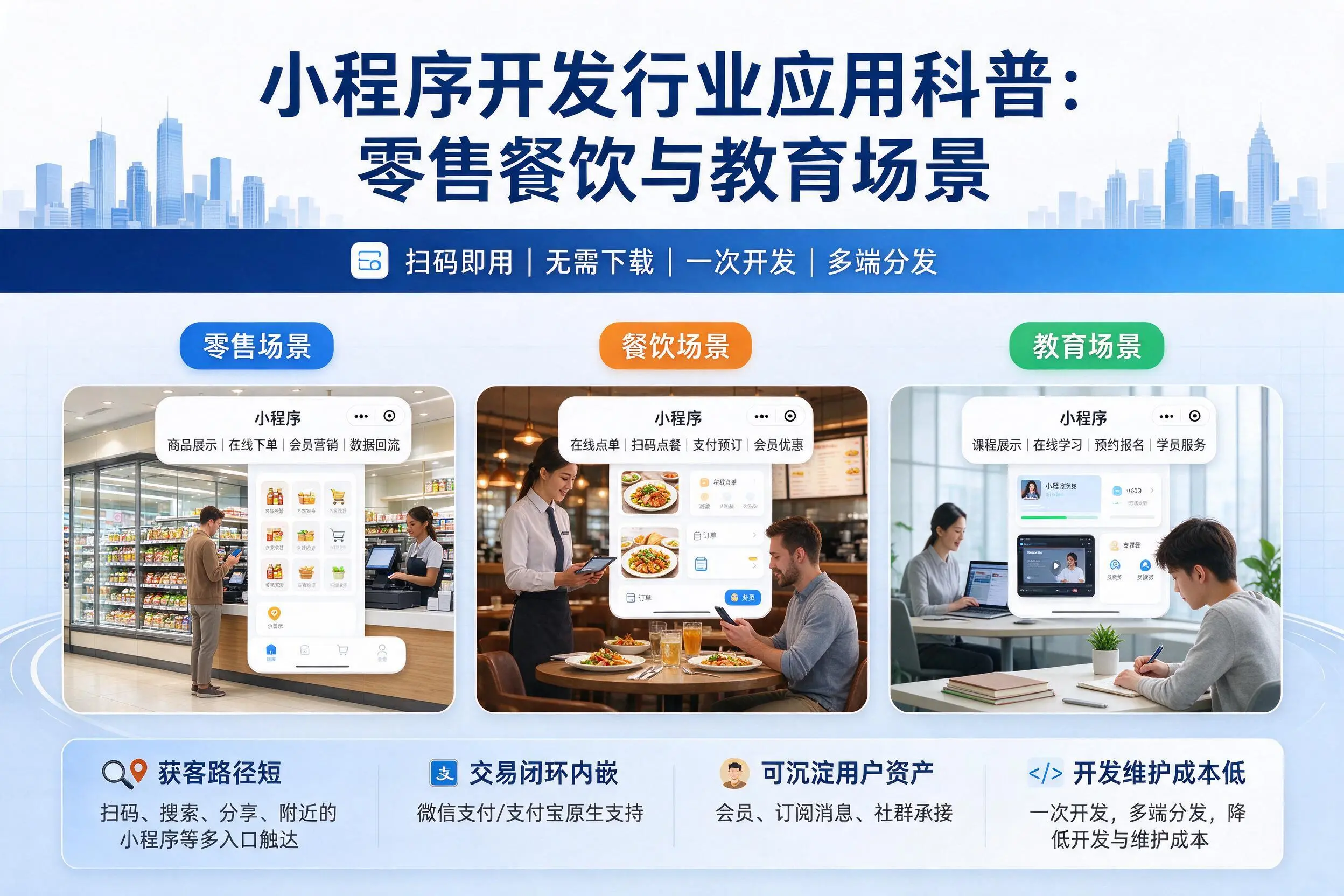 双河小程序开发行业应用科普:零售餐饮与教育场景