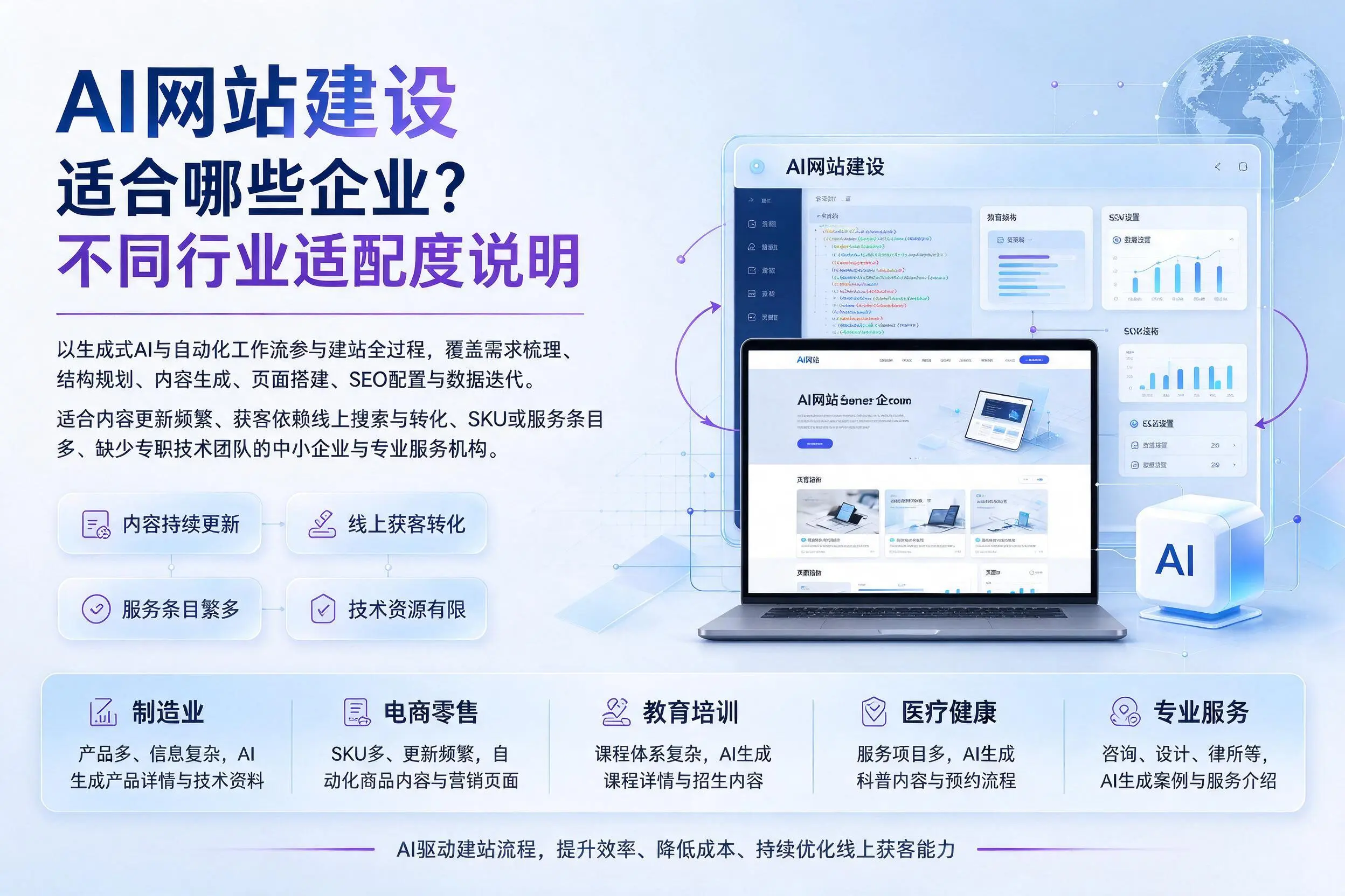 AI网站建设适合哪些企业?双河不同行业适配度说明